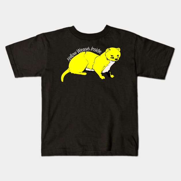 Yellow Weasel Inside Kids T-Shirt by S-Log